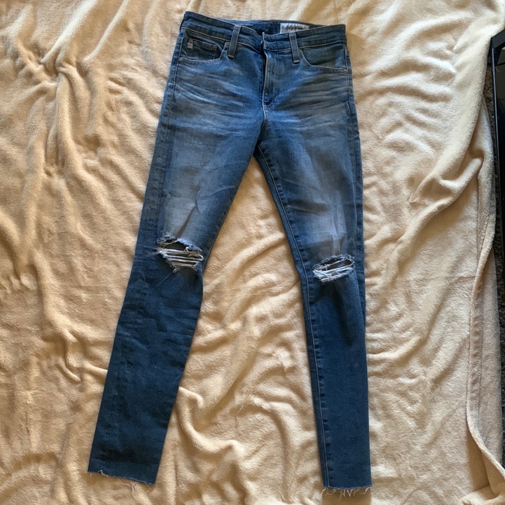 AG Denim skinny raw hem ripped jeans size 27